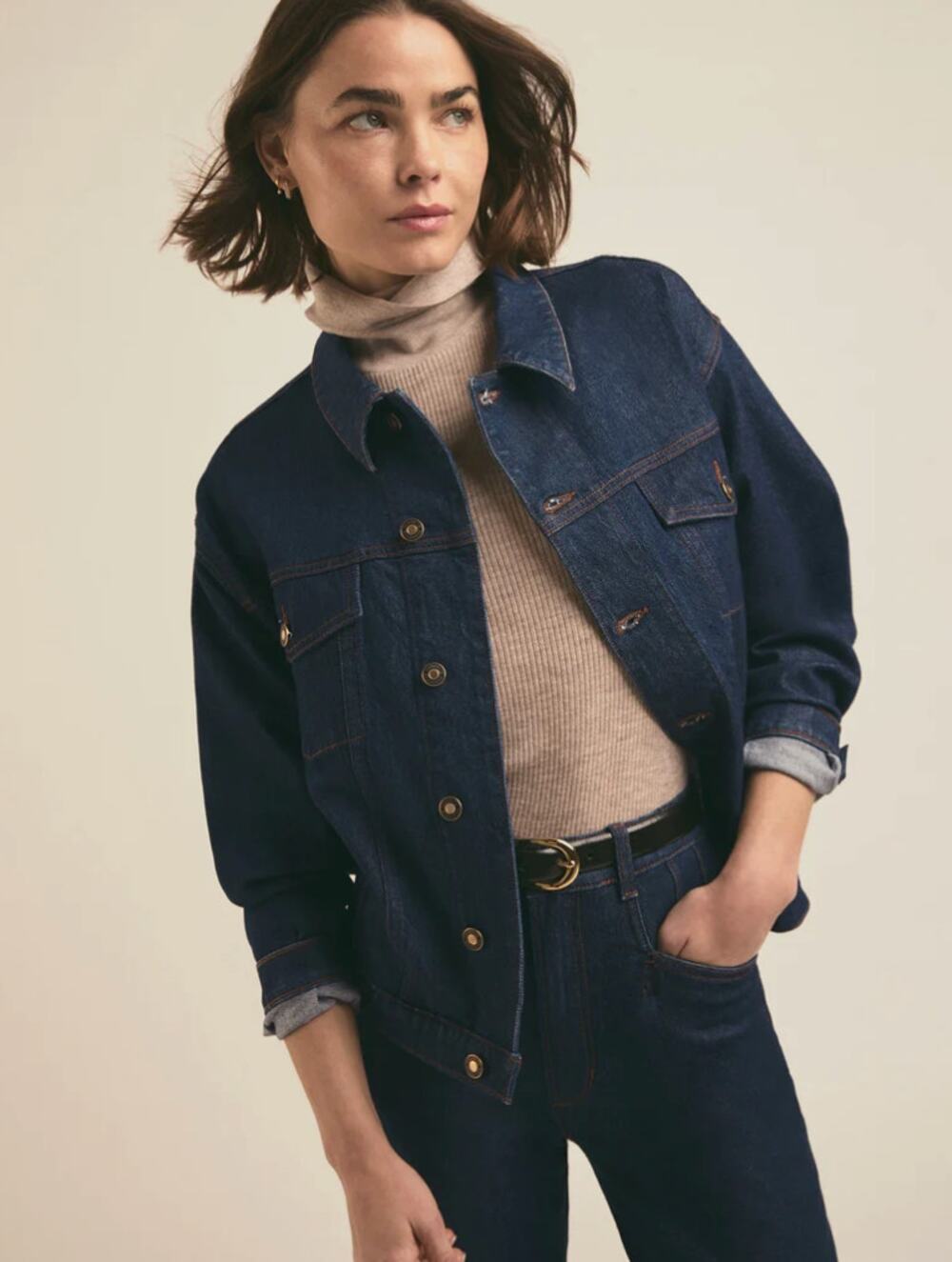 Favorite Daughter Jacket Large The Otto Boyfriend Denim in Pepper Trucker Cute